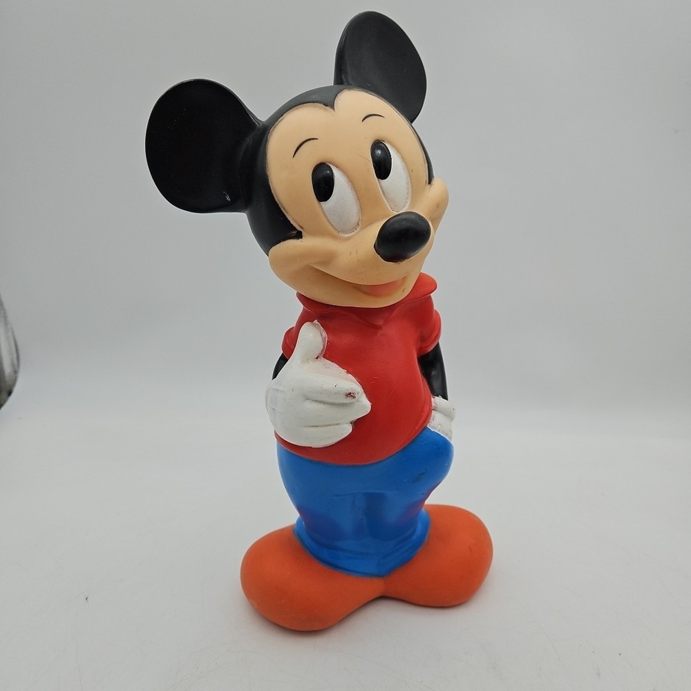 Walt Disney Mickey Mouse 11 Inch Vinyl Coin Bank Toy Figure Illco Vintage 70s